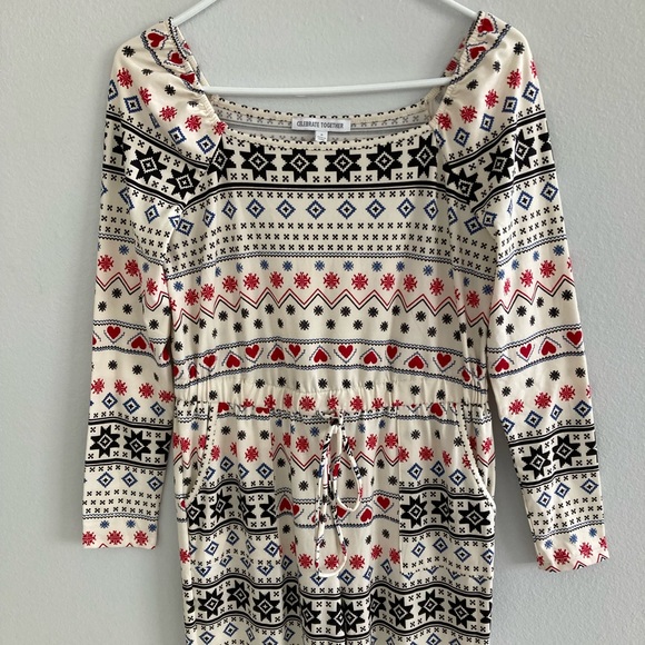 Celebrate Together Jumpsuit Aztec Long Sleeve Comfy Cozy Sz S Elastic Waist NWOT - Picture 3 of 8